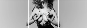 Tablou - Femeia în negru (cu ceas) (90x30 cm)