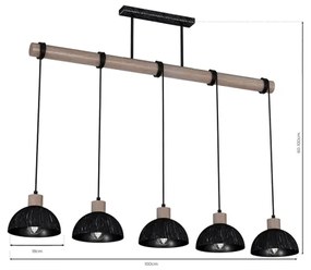 Lustră pe cablu ERIK 5xE27/60W/230V maro/negru