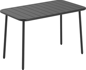 Outsunny Masă de sufragerie de grădină dreptunghiulară 120x70x72 cm din oțel cu blat cu lamele pentru 4 persoane gri | Aosom Romania