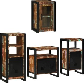 vidaXL Set de mobilier pentru baie cu raft 4 pcs Lemn recuperat solid