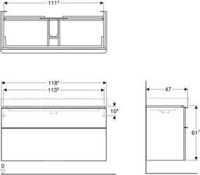 Geberit 500.355.JR.1 - Dulap sub lavoar Smyle Square 61,7 x 118,4 cm, finisaj nuc