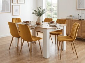 Masa de sufragerie alba cu blat in decor stejar sonoma, MADO 120x80
