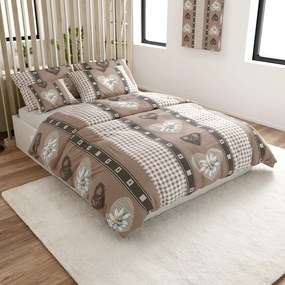 Lenjerie din bumbac COUNTRY HEART bejă Dimensiune lenjerie de pat: 70 x 90 cm | 140 x 200 cm