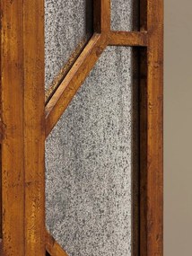 Bibliotecă cu uși vintage din lemn de mango, maro, cu 4 rafturi, 2 uși cu oglinzi antichizate și model geometric, 195 x 60 x 33 cm, „Odette”