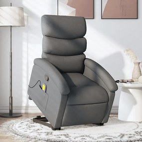 vidaXL Fotoliu de masaj rabatabil cu ridicare, gri închis, textil