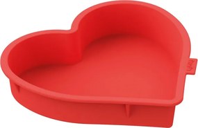 Forma de copt in forma de inima Lekue 1010173, 24,2 x 22,9 x 4,4 cm, -60°C/+220 °C, Silicon platinat, Rosu