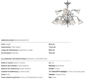 Candelabru cristal design lux LA BOHEME D-76cm 12L antique silver