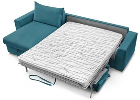 Colțar albastru extensibil cu tapițerie din catifea reiată (cu colț variabil) Augustin – Bobochic Paris