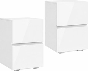 HOMCOM Set de 2 Noptiere cu 2 Sertare, Alb | Aosom Romania