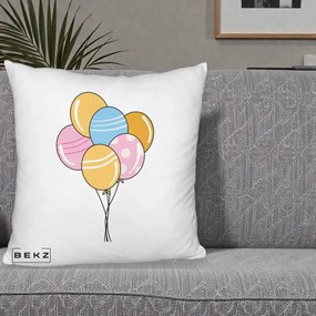 Perna Decorativa Baloane Petrecere, 40x40 cm, Alb Pufos, Husa Detasabila, Perna Inclusa, BEKZ®