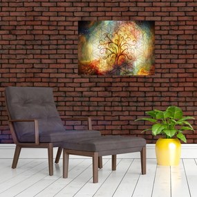 Tablou pe sticlă abstract cu copac (70x50 cm)