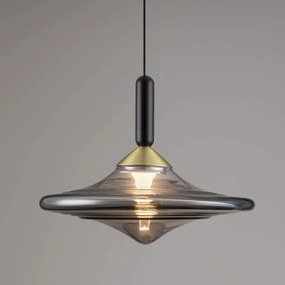 Pendul LED alama aurie si sticla fumurie, DIAZ