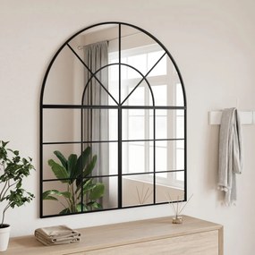 Oglindă de perete, negru, 100x50 cm, arcuită, fier