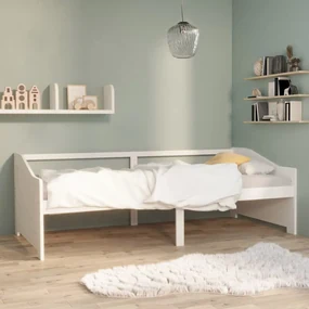 322165 vidaXL Pat de zi cu 3 locuri, alb, 90x200 cm, lemn masiv de pin