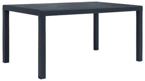 vidaXL Masă de grădină, antracit, 150x90x72 cm, plastic, aspect ratan