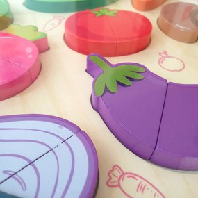 Puzzle din lemn magnetic de feliat legume JC61