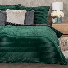 Lenjerie de pat din microflanel 4Home Stripe verde, 140 x 200 cm, 70 x 90 cm