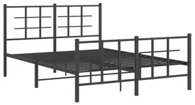 355579 vidaXL Cadru pat metalic cu tăblie de cap/picioare, negru, 140x190 cm