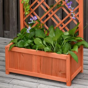Outsunny jardinieră înălțată suport flori grădină cu grilaj din lemn galben 60 x 30 x 122,5 cm | Aosom Romania