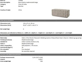 Bancheta design LUX Bente, bej mademoiselle 115493 HZ