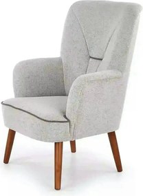 Fotoliu BISHOP, gri deschis/nuc, stofa/lemn, 76x78x102 cm