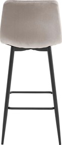 Scaun de bar cu picioare negre ARCETO VELVET, bej