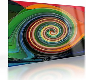 Tablou pe sticlă abstract - spirala colorata (70x50 cm)