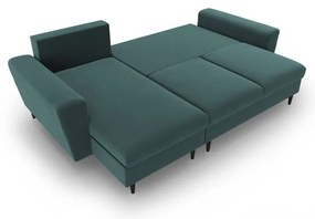 Colțar petrol extensibil, cu spațiu de depozitare cu tapițerie din catifea Kyoto – Cosmopolitan Design