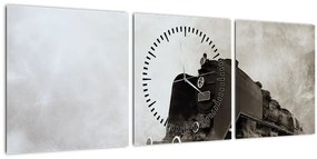 Tablou - Tren în ceață (cu ceas) (90x30 cm)