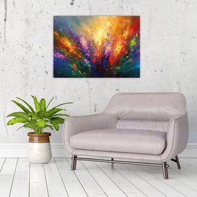 Tablou pe sticlă - Abstracție de flori (70x50 cm)