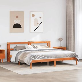 vidaXL Cadru de pat cu tăblie, maro ceruit, 180x200 cm, lemn masiv pin