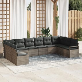 vidaXL Set de canapele pentru grădină 10 pcs Gri Rattan poli
