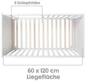 Pătuț alb co-sleeping 60x120 cm Hamburg – Roba