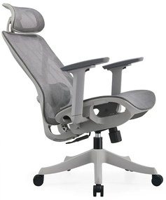 Scaun ergonomic DORO-HG-M, pivotant, suport lombar 2D, tetiera 2D, cotiera 3D, reglare pe inaltime, mecanism inclinare/blocare in 3 pozitii, Mesh, Gri