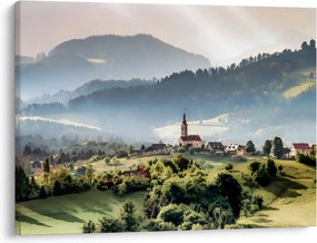 Tablou - sătuț în ceață (70x50 cm)