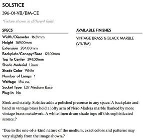 Aplica de perete LUX SOLSTICE 396-01-VB/BM-CE HVL