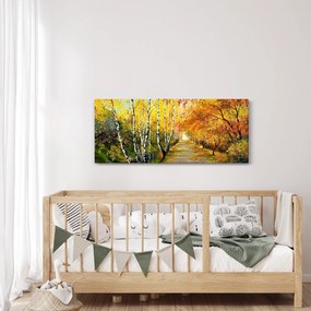 Tablou - Alee romantică de-a lungul apei, pictură în ulei (120x50 cm)