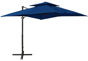 Umbrela suspendata cu invelis dublu, albastru azuriu, 250x250cm
