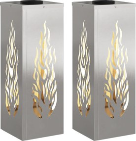 vidaXL Lumină LED Solară pentru Alei 2 pcs Argintiu Oţel inoxidabil