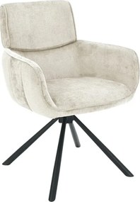 Set de 2 scaune pivotante, Metal Negru, Chenille Sampanie, UNIQUE A-46322 VC