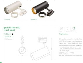 Spot LED directionabil pentru sina Track Project Collection, Gemini negru