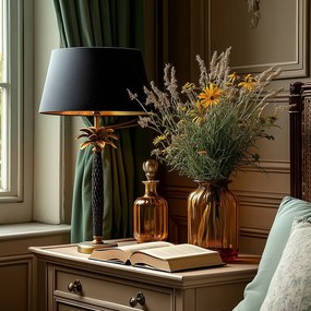 Lampă de masă Art Deco bronz cu abajur negru 35 cm - Areka