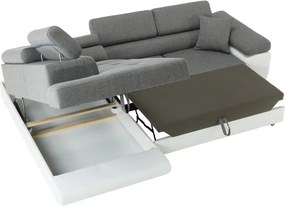 Colţar, alb/gri, model stânga, AMARETO NEW