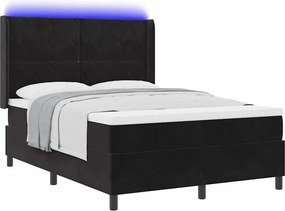 vidaXL Pat cu arcuri cu lumini cu bandă LED Negru 140 x 190 cm Catifea