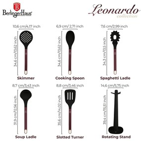 Set ustensile bucatarie 6 piese Leonardo Berlinger Haus BH 8620, visiniu