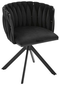 Set de 2 scaune pivotante din catifea, Negru | Aosom Romania