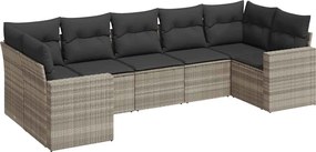 vidaXL Set canapele de grădină cu perne, 7piese gri deschis poliratan