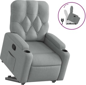 vidaXL Fotoliu rabatabil cu ridicare, gri deschis, material textil