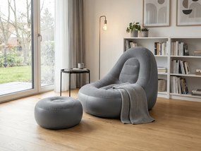 Fotoliu gonflabil cu taburet RESTIO 86x88 cm, gri