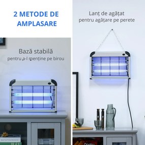 Lampa pentru Insecte Electrica 20W Outsunny, pentru 60m² Argintie | Aosom Romania